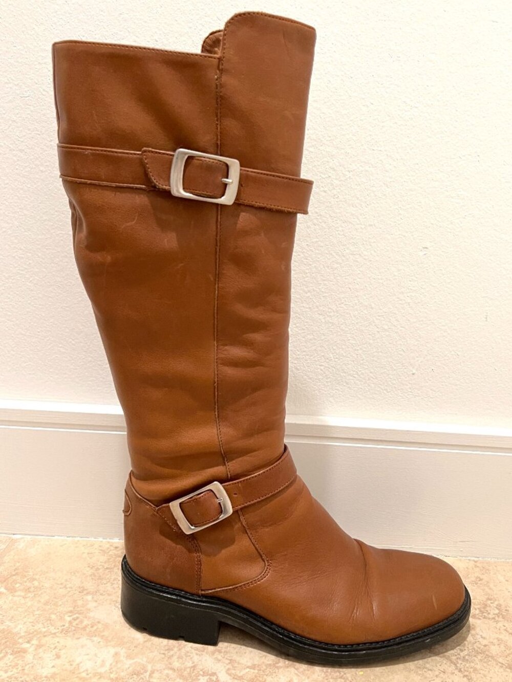 Stephane Kelian Paris Womens Boots Tall Brown Leather Size 8.5 US Dust Bag